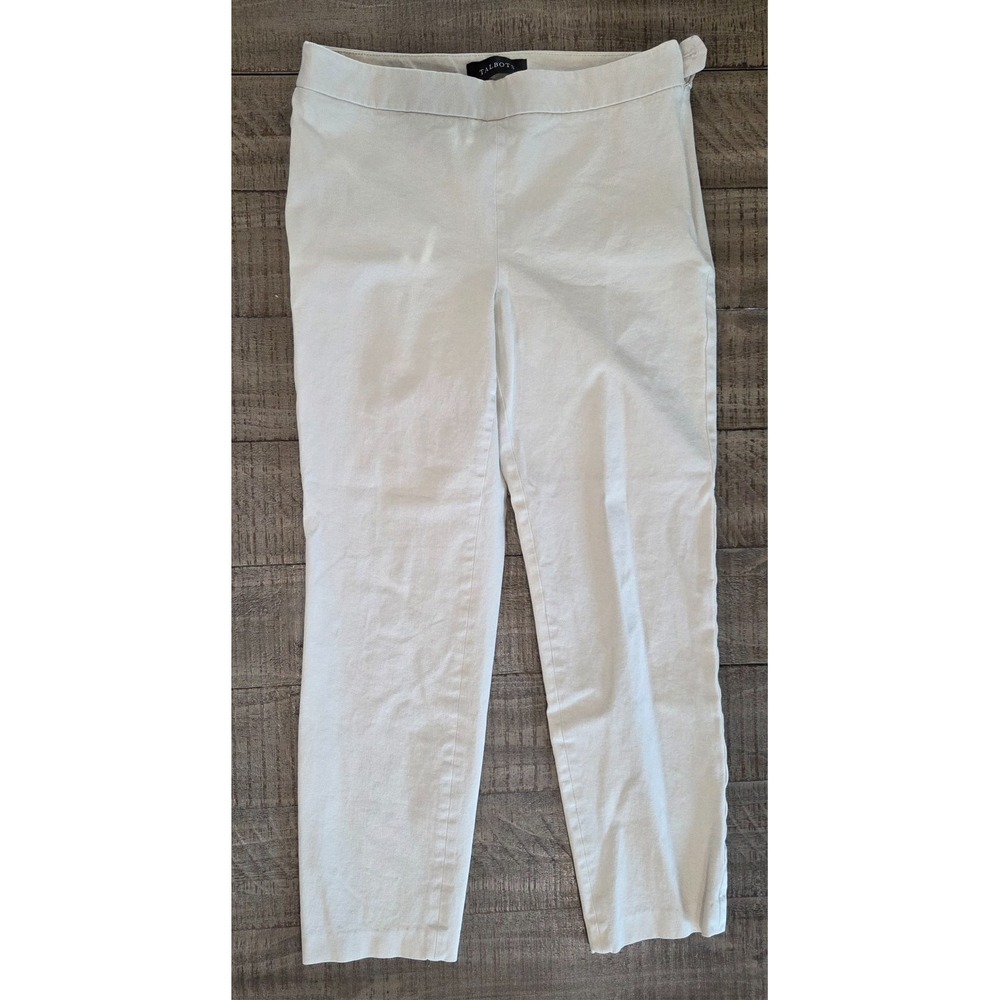 Talbots Chatham Ankle Pants Womens 2 White Stretch Cotton Blend Mid Rise Pants